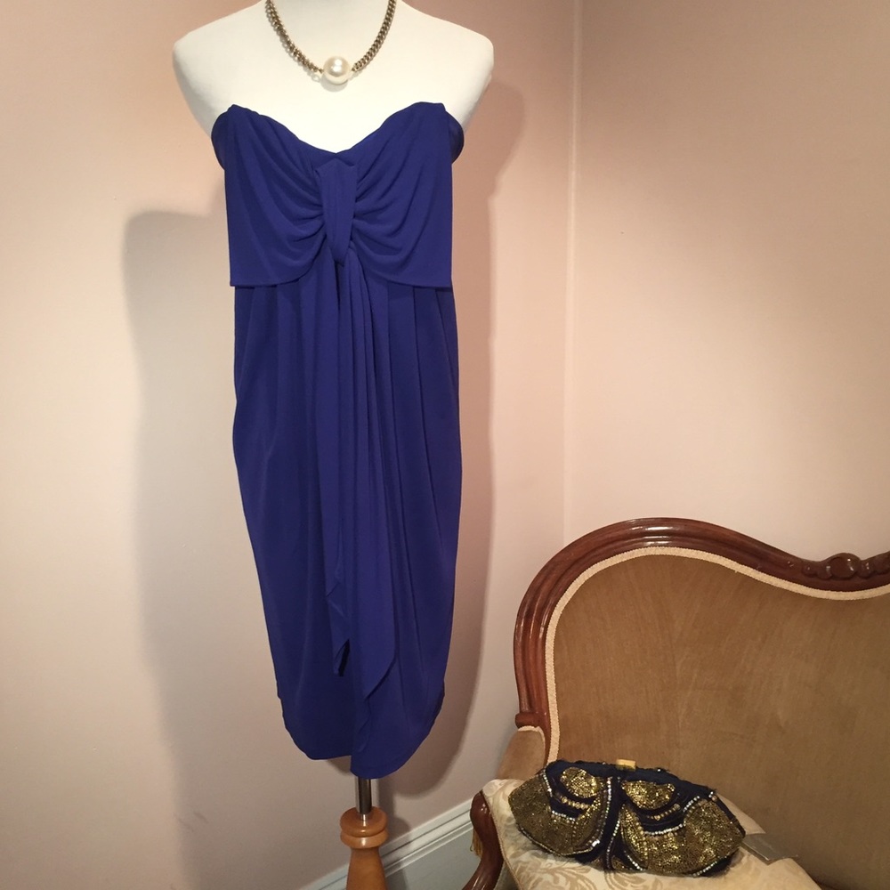 Strapless royal blue dress